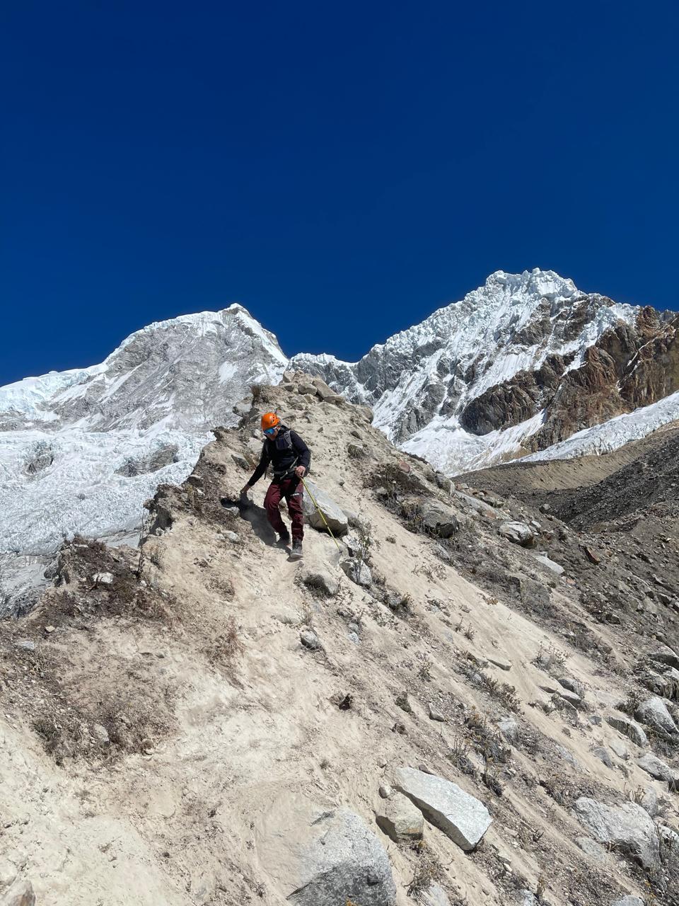 Descending the moraine